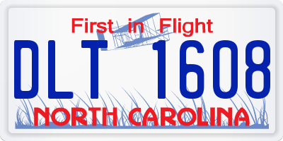 NC license plate DLT1608