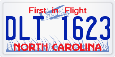 NC license plate DLT1623