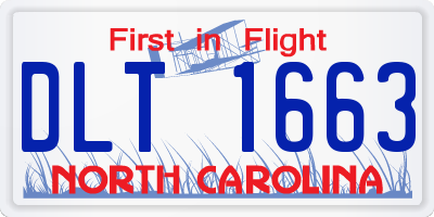 NC license plate DLT1663