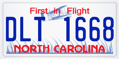 NC license plate DLT1668