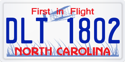 NC license plate DLT1802