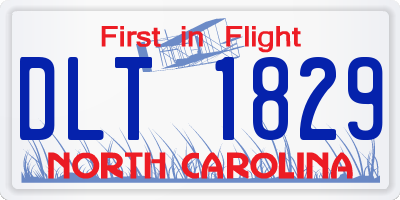 NC license plate DLT1829