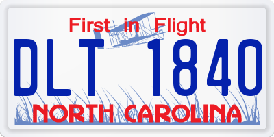 NC license plate DLT1840