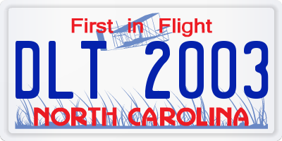 NC license plate DLT2003