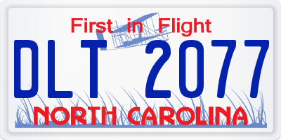 NC license plate DLT2077