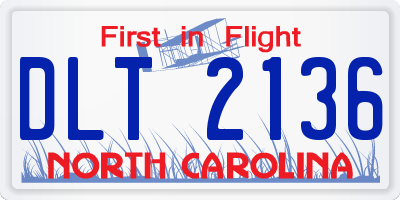 NC license plate DLT2136