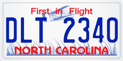 NC license plate DLT2340