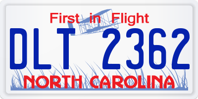 NC license plate DLT2362