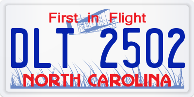 NC license plate DLT2502