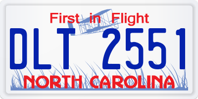 NC license plate DLT2551