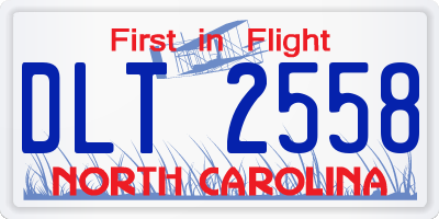 NC license plate DLT2558