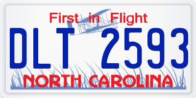 NC license plate DLT2593
