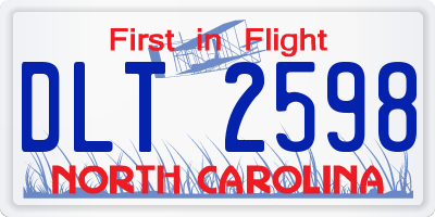 NC license plate DLT2598