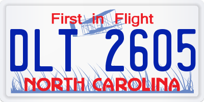 NC license plate DLT2605