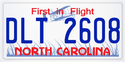 NC license plate DLT2608