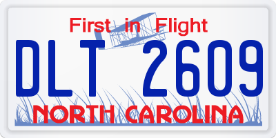 NC license plate DLT2609