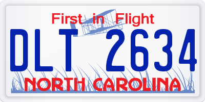 NC license plate DLT2634