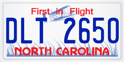 NC license plate DLT2650