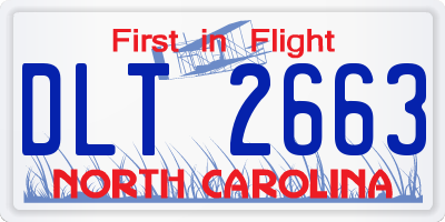 NC license plate DLT2663