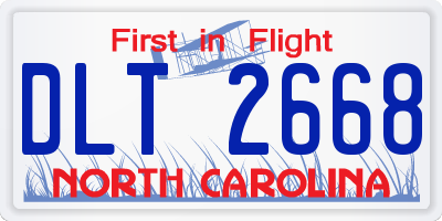 NC license plate DLT2668