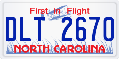 NC license plate DLT2670
