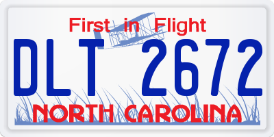NC license plate DLT2672