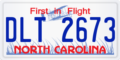 NC license plate DLT2673