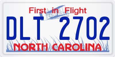 NC license plate DLT2702