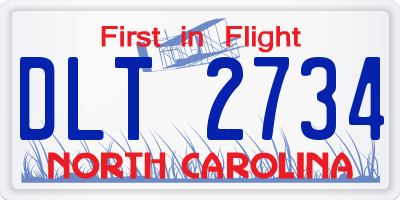 NC license plate DLT2734