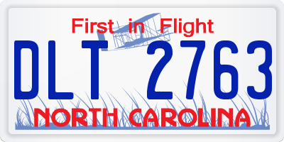 NC license plate DLT2763