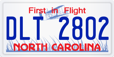 NC license plate DLT2802