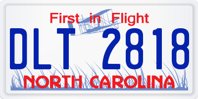 NC license plate DLT2818