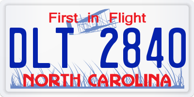 NC license plate DLT2840