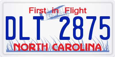 NC license plate DLT2875