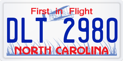 NC license plate DLT2980