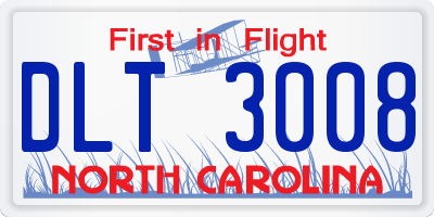NC license plate DLT3008