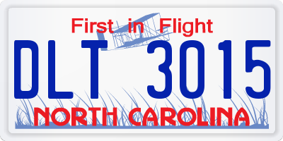 NC license plate DLT3015