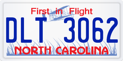 NC license plate DLT3062
