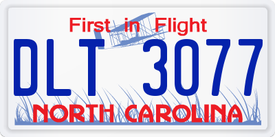 NC license plate DLT3077