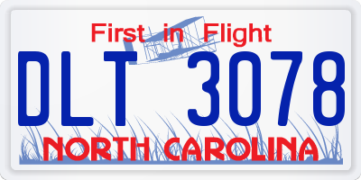 NC license plate DLT3078