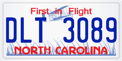 NC license plate DLT3089