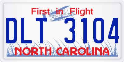 NC license plate DLT3104