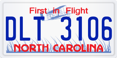 NC license plate DLT3106
