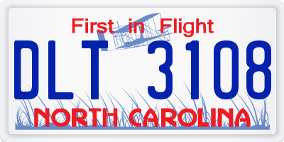 NC license plate DLT3108