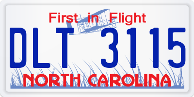 NC license plate DLT3115