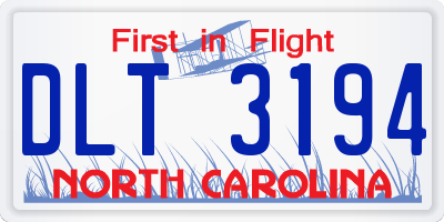 NC license plate DLT3194