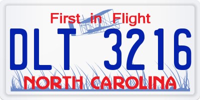 NC license plate DLT3216