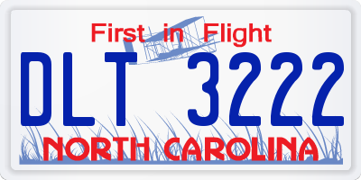 NC license plate DLT3222