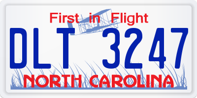 NC license plate DLT3247