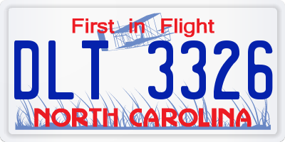 NC license plate DLT3326
